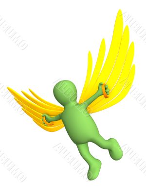 3d person - puppet, flying on artificial wings 3d person - puppet, flying on artificial wings