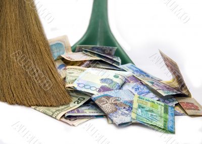 Money and broom