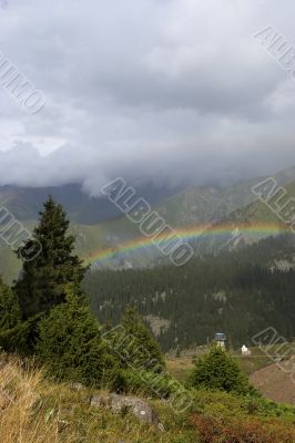 Rainbow above mountains