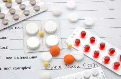 Certificate of death and pills. Certificate of death and pills.