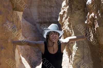 Paleontologist in underground cave