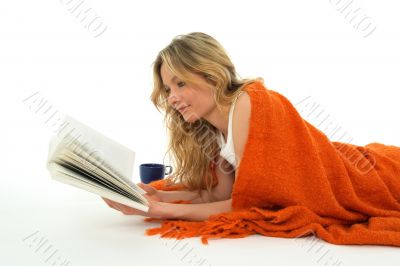 Nice girl reading a book, relaxed