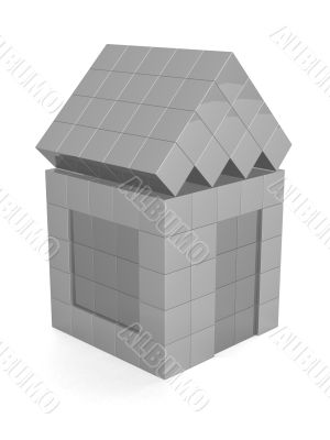 House from cubes. The isolated illustration. 3D image.