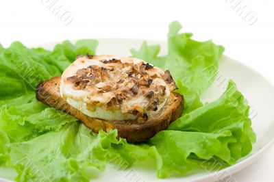 green salad with goat cheese and toast green salad with goat cheese and toast