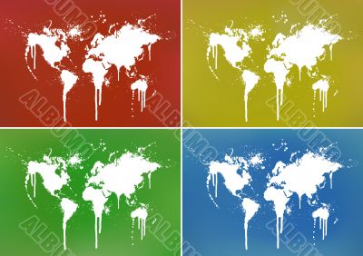 World ink splatter illustration with backgrounds