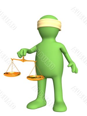 3d person with the fastened eyes, holding scales