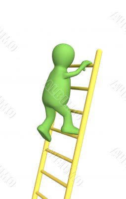 3d person - puppet, rising upwards on a ladder