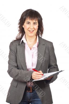 Business woman writing