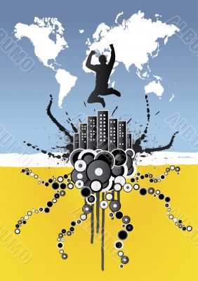 Funky success urban world vector