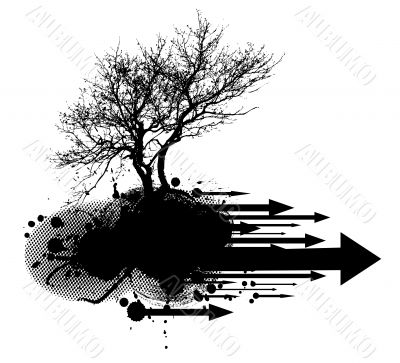 Grunge modern tree design element