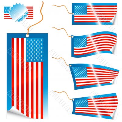 American flag modern tags and stickers
