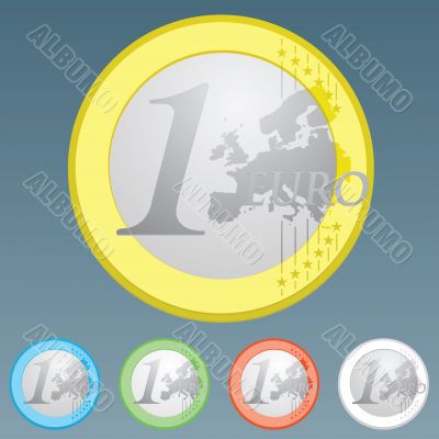 Euro currency coin of one Euro detailed trace