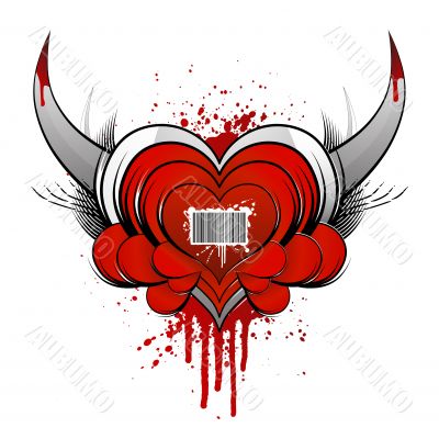 Barcode heart concept with blood