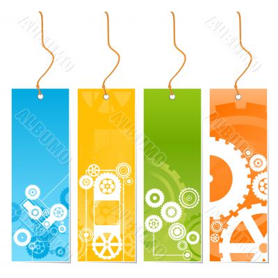 Four colored tags with technology theme