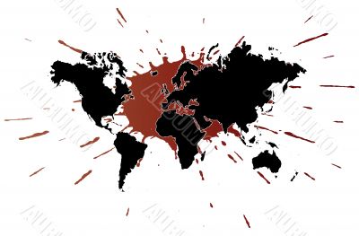 World map with splatter illustration