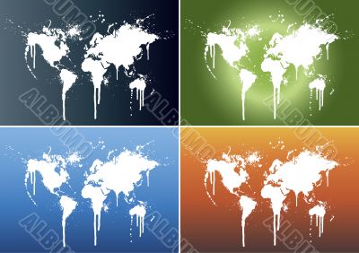 World map splatter backgrounds