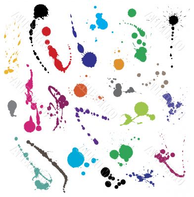 Collection of various ink splatter symbols vectors