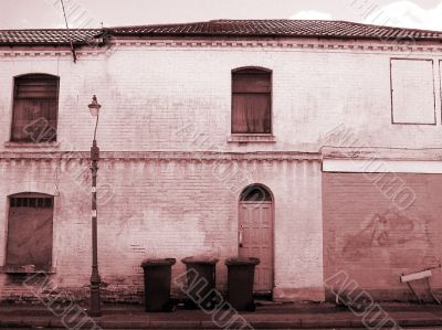 Side view of run down abandoned building