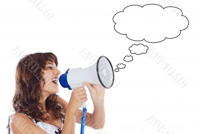 Teenager with megaphone