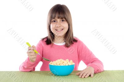 Girl eating cereal