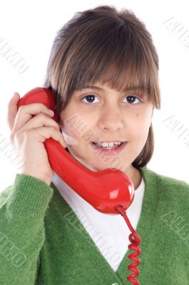Girl speaking on the telephone