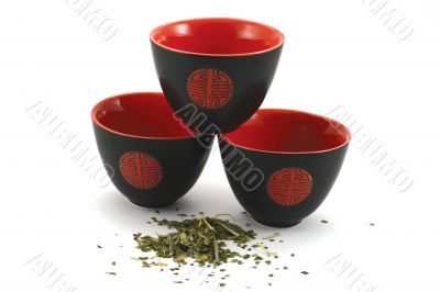 Japan cup and tea isolated