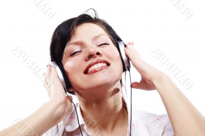 Beautiful women listening music