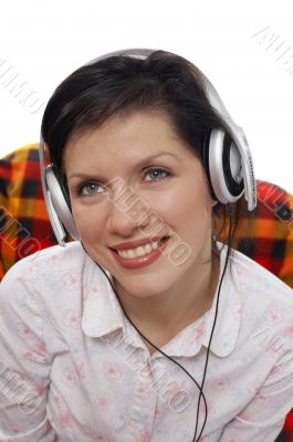 Beautiful women listening music