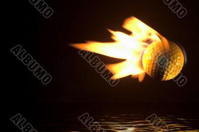 Flaming Golf Ball Over Water