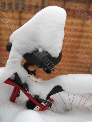 Bicycle under snow