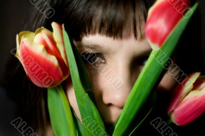 hiding in tulips