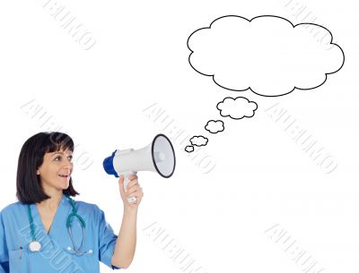 Woman doctor with megaphone