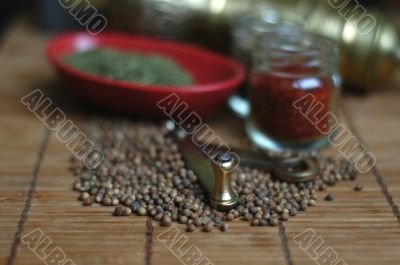 Herb spices and grinder