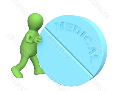 3d person - puppet, rolling the big tablet 3d person - puppet, rolling the big tablet