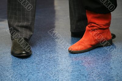 Man`s and female leg