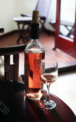 Bottle wine and glass