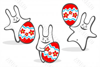 cheerful easter rabbits