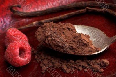 raspberry and cocoa powder