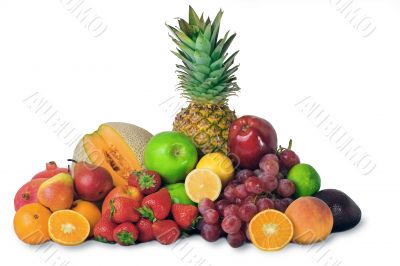 variety of colorful fruit, isolated
