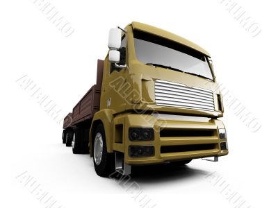 long dump truck on white background