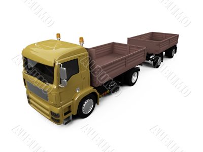 long dump truck on white background