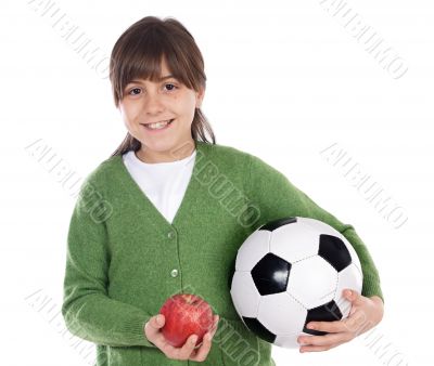 Girl whit ball and apple Girl whit ball and apple