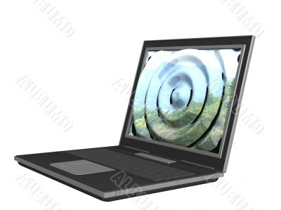 3d laptop with the deformed image on the monitor