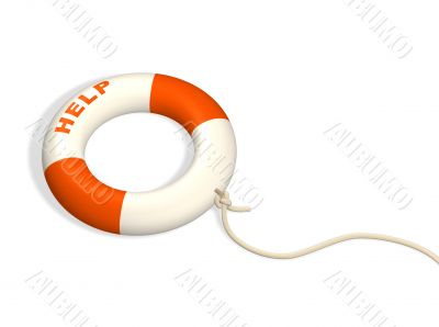 3d lifebuoy ring, adhered to a cord