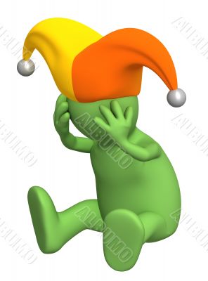 Upset 3d puppet - harlequin, keeping for a head Upset 3d puppet - harlequin, keeping for a head