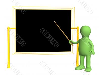 3d teacher - puppet, worth at a board with pick