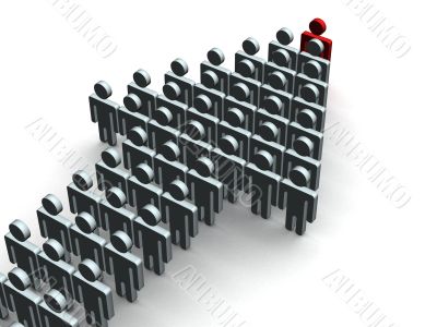 Index made of people. 3D image.