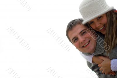 Smiling couple in touch