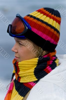 Beautiful girl in skiing mask