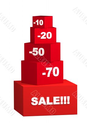 Sale - boxes with the goods for reduced prices